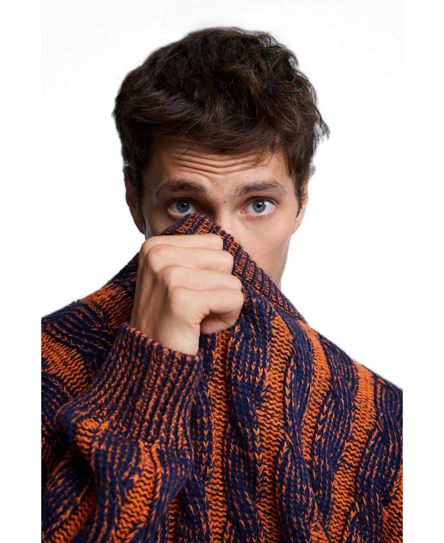 Мужской свитер Desigual Cable-Knit Crewneck, цвет: Оранжевый — фото 3
