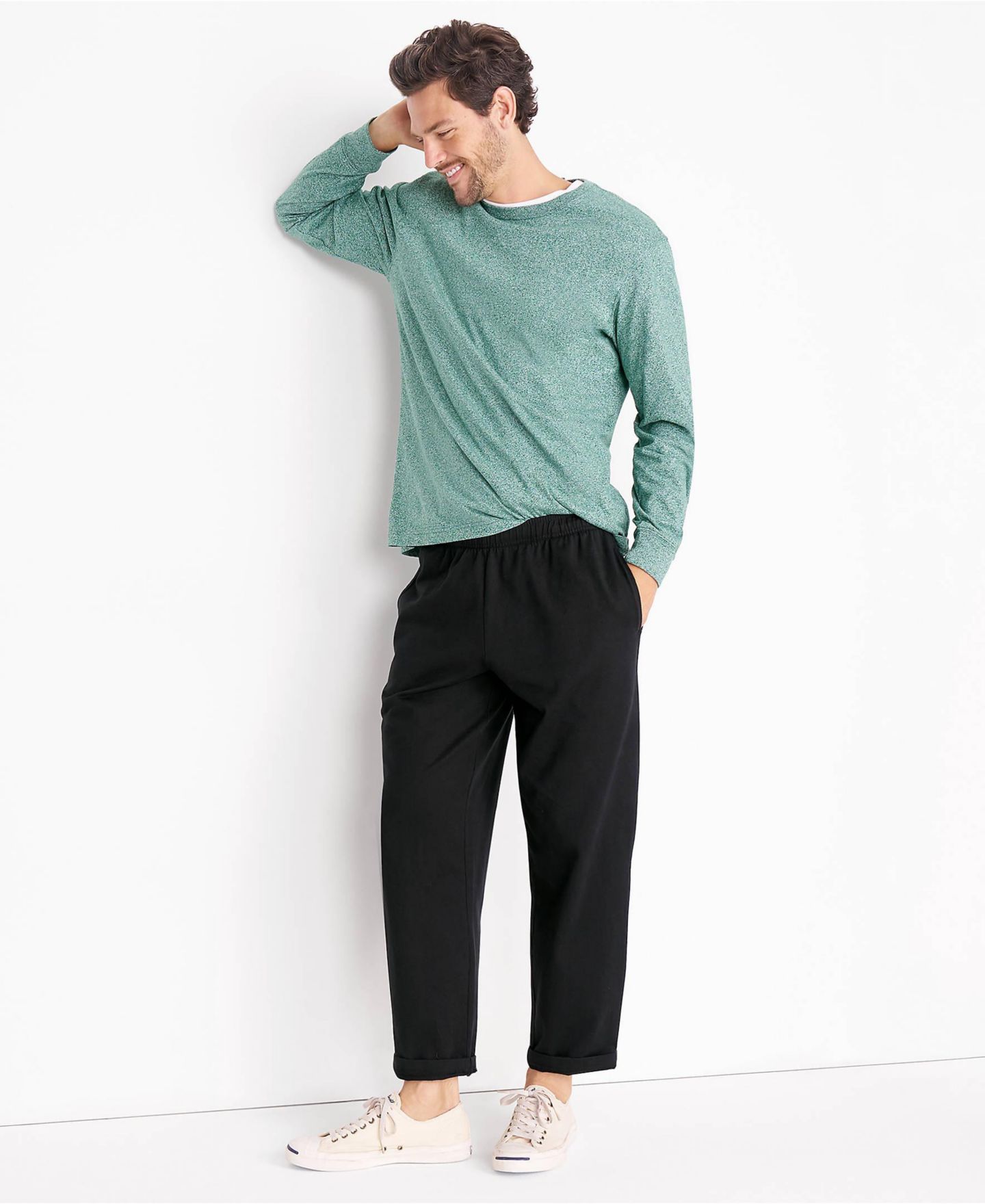 Мужские брюки Lands' End Big & Tall Jersey Knit Pant, цвет: Чёрный — фото 4