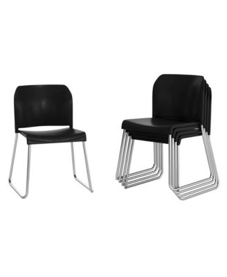 Calliope Set of 5 Stackable Office Reception Chairs with Chrome Sled Bases