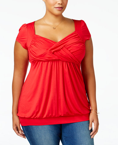 Soprano Trendy Plus Size Ruched Empire Top