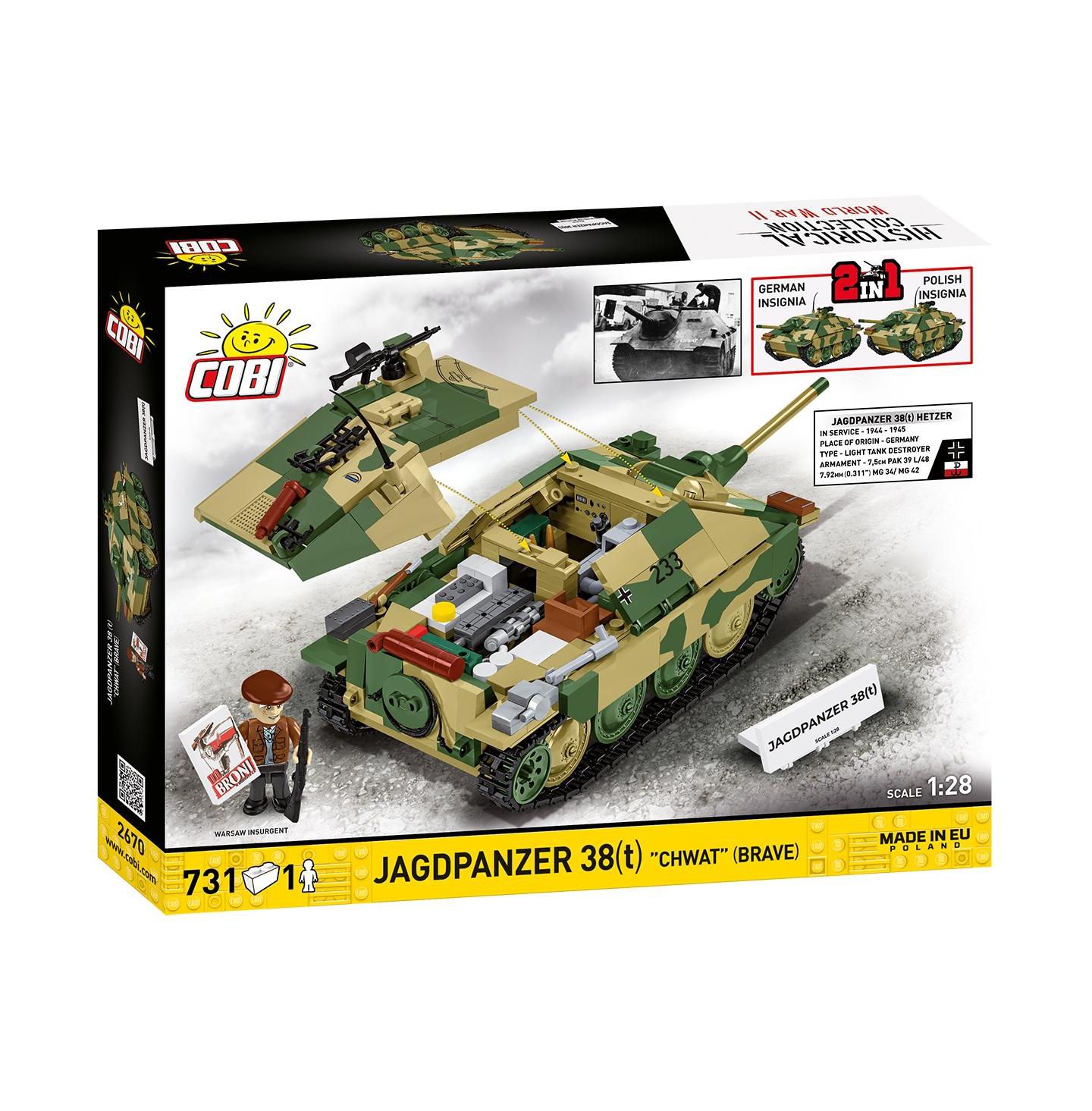 Детский конструктор COBI Historical Collection Wwii Jagdpanzer 38 Hetzer "Chwat" 731-Piece Building Set, Ages 10+, цвет: Зелёный — фото 6