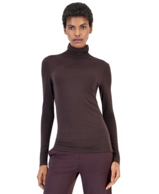 Petite Long-Sleeve Seamless Turtleneck T-Shirt