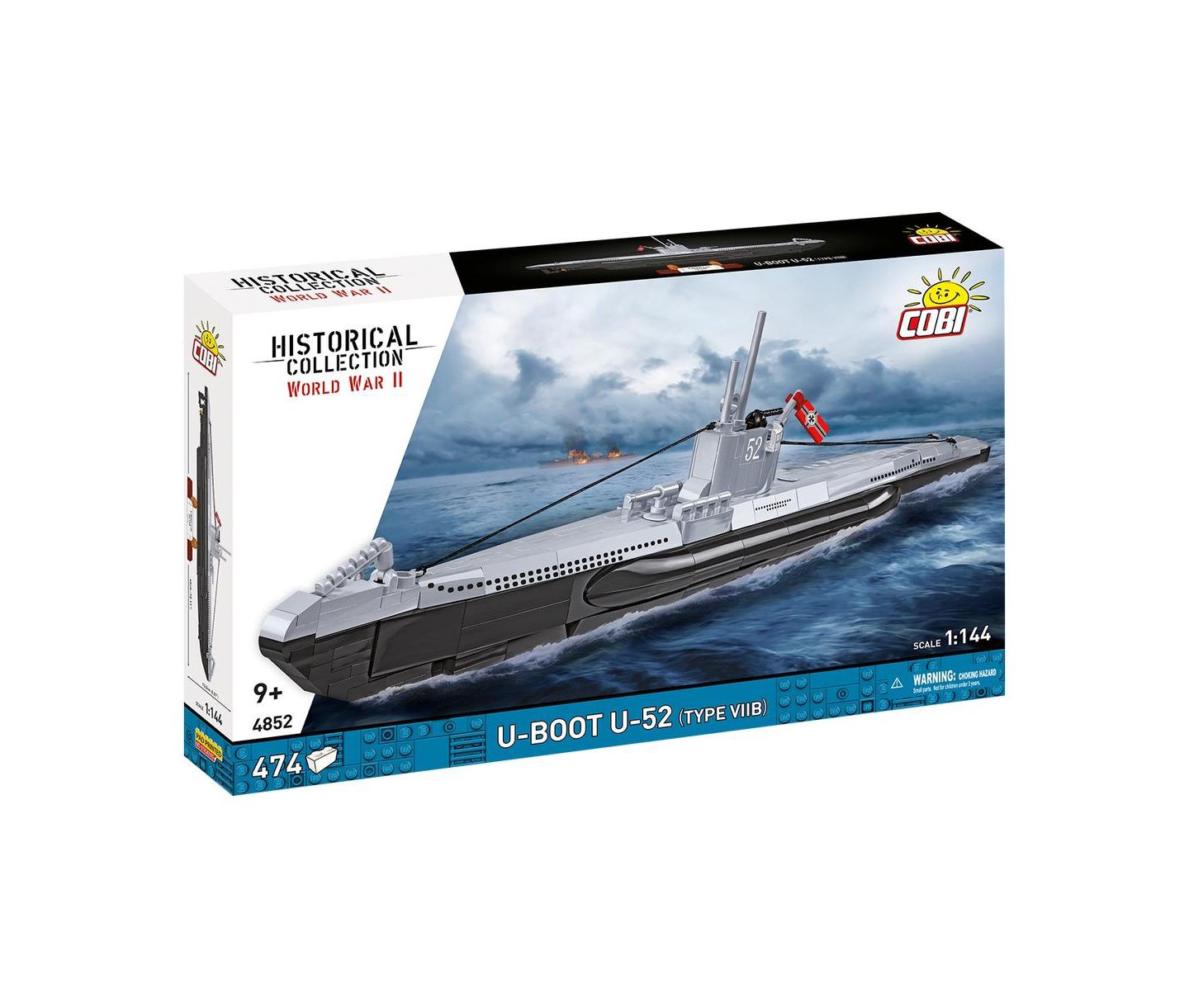 Детский конструктор COBI Historical Collection Wwii German Submarine Type Viib (U-Boat U-52) 474-Piece Building Set, Ages 9+, цвет: Разноцветный — фото 1