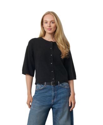 Women's Lightweight Button-Front Crewneck Cardigan