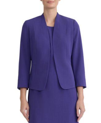 Women's 3/4-Sleeve Open-Front Collarless Cardigan Blazer