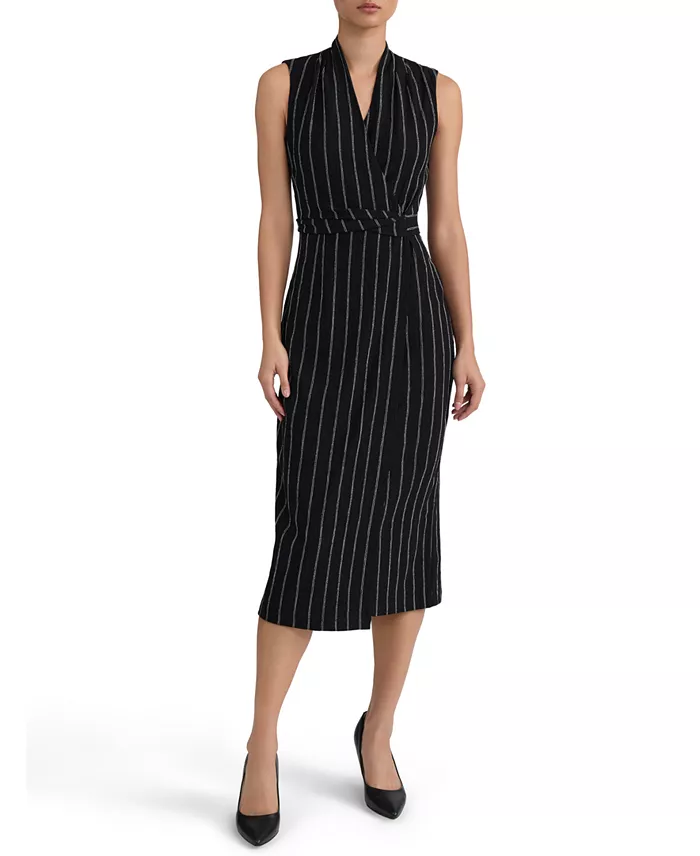 Women's Wrap-Front Sleeveless Midi Dress - thumbnail 6
