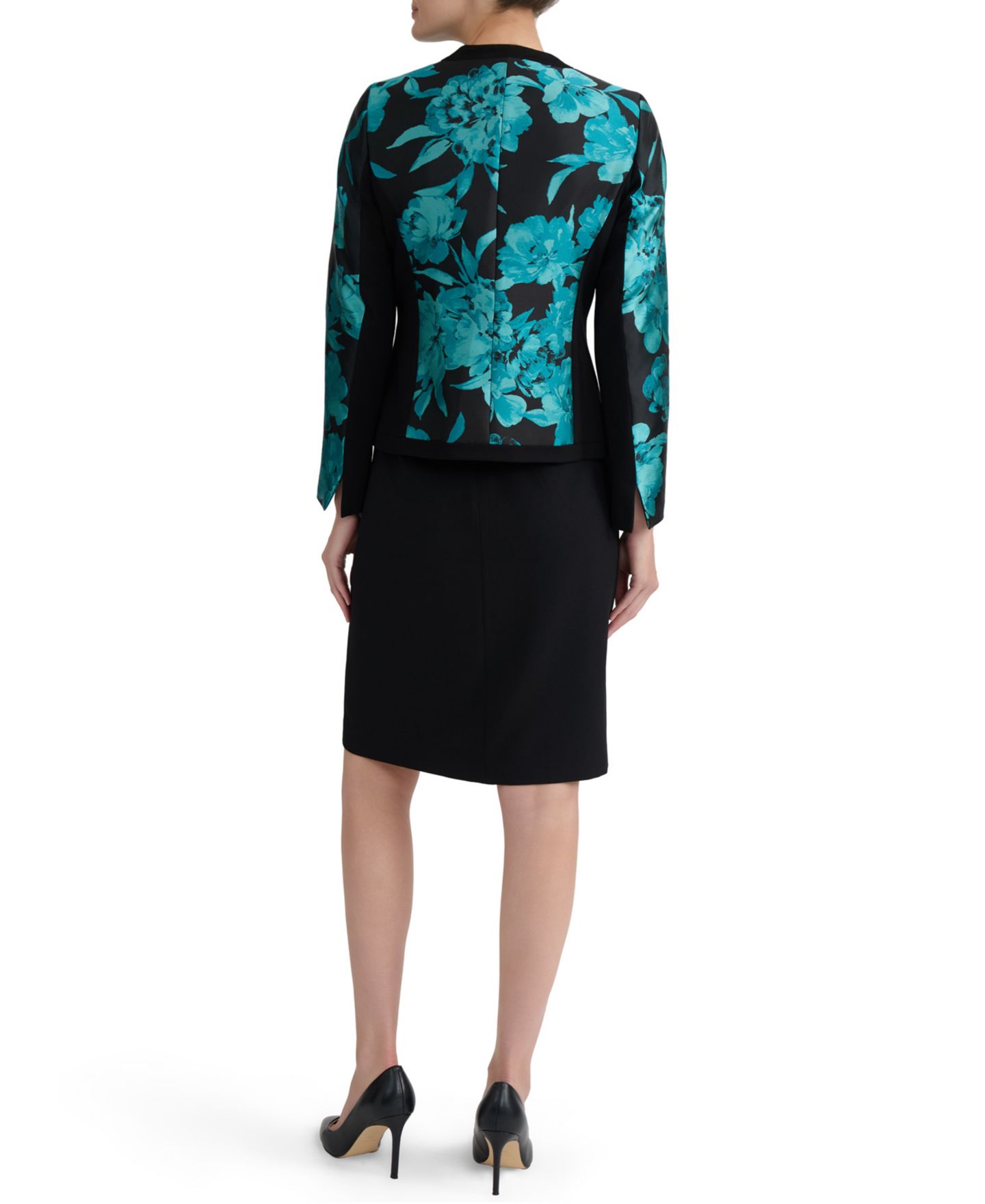 Женская куртка Kasper Collarless Floral Jacquard, цвет: Бирюзовый — фото 7