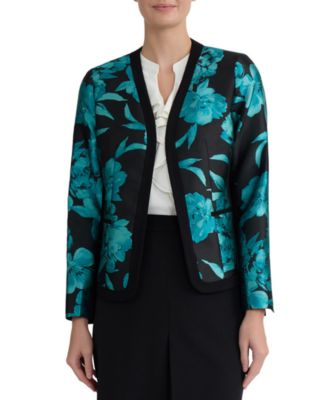 Women's Collarless Printed Cardigan Jacket 