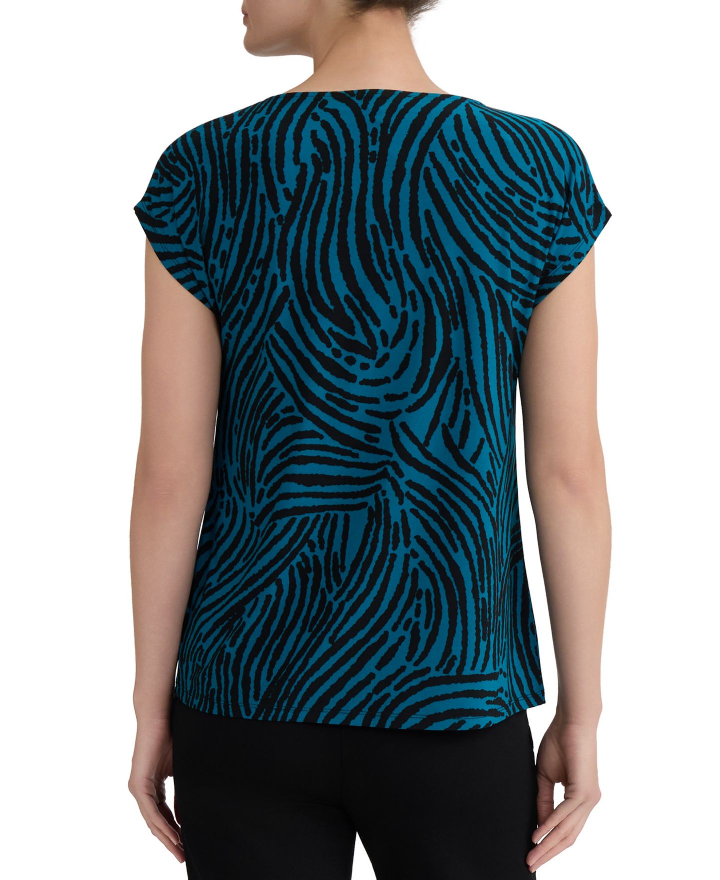 Женская блузка Kasper Printed Diamond-Neck Blouse, цвет: Разноцветный — фото 7