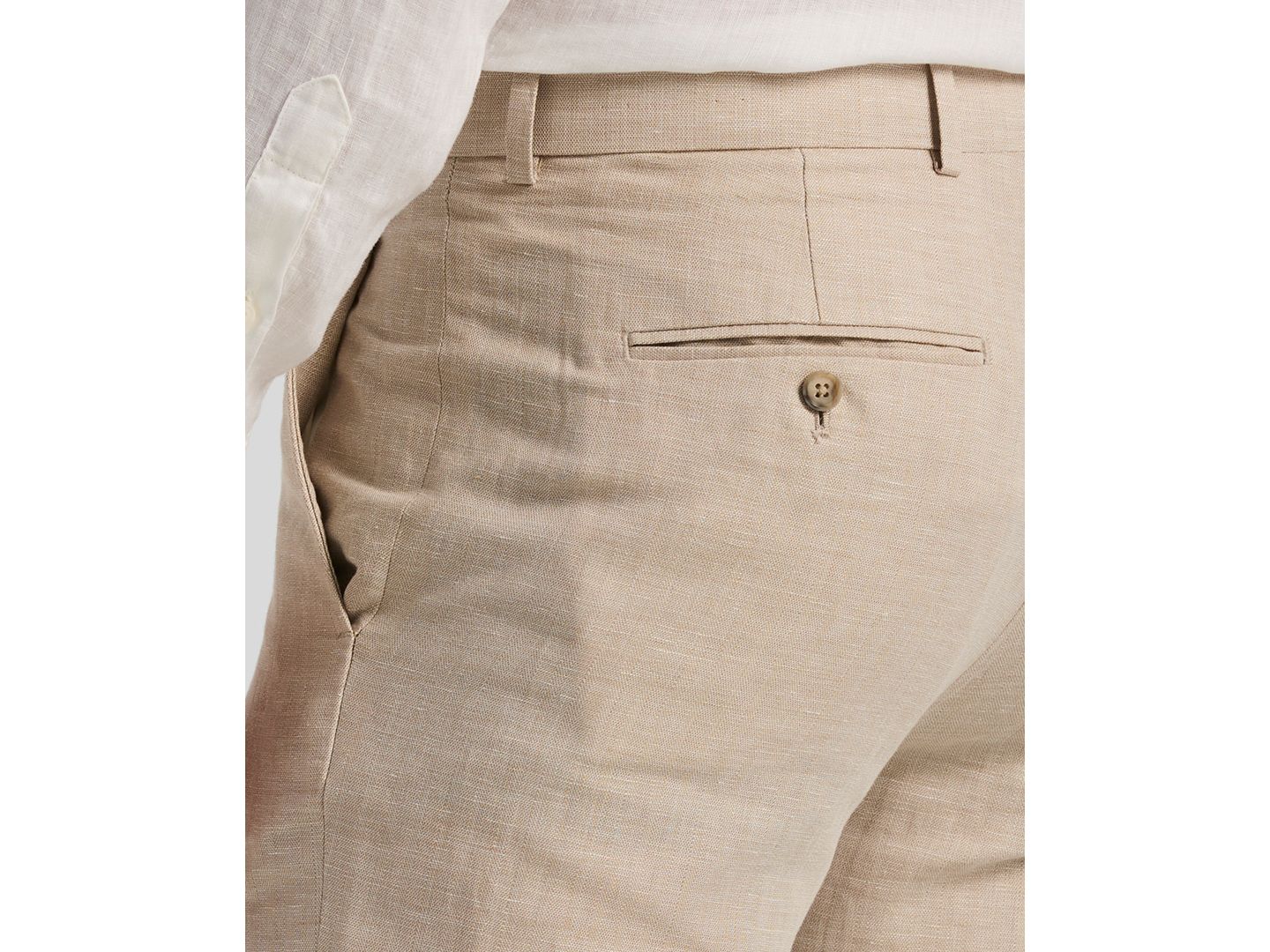 Мужские брюки Perry Ellis Classic-Fit Herringbone, цвет: Натуральный льняной — фото 4