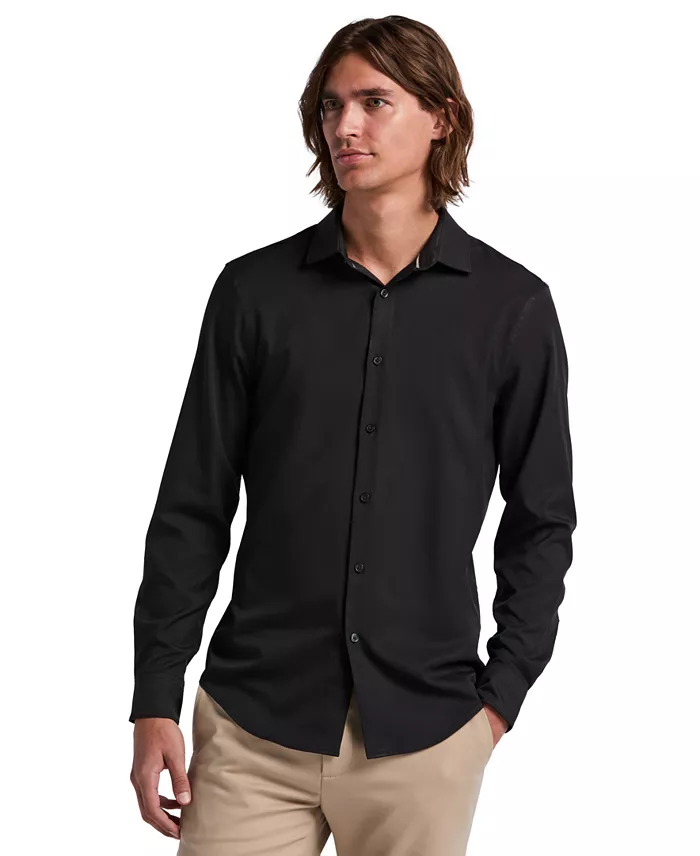 Men's Slim-Fit Stretch Solid Button-Down Twill Shirt - thumbnail 7