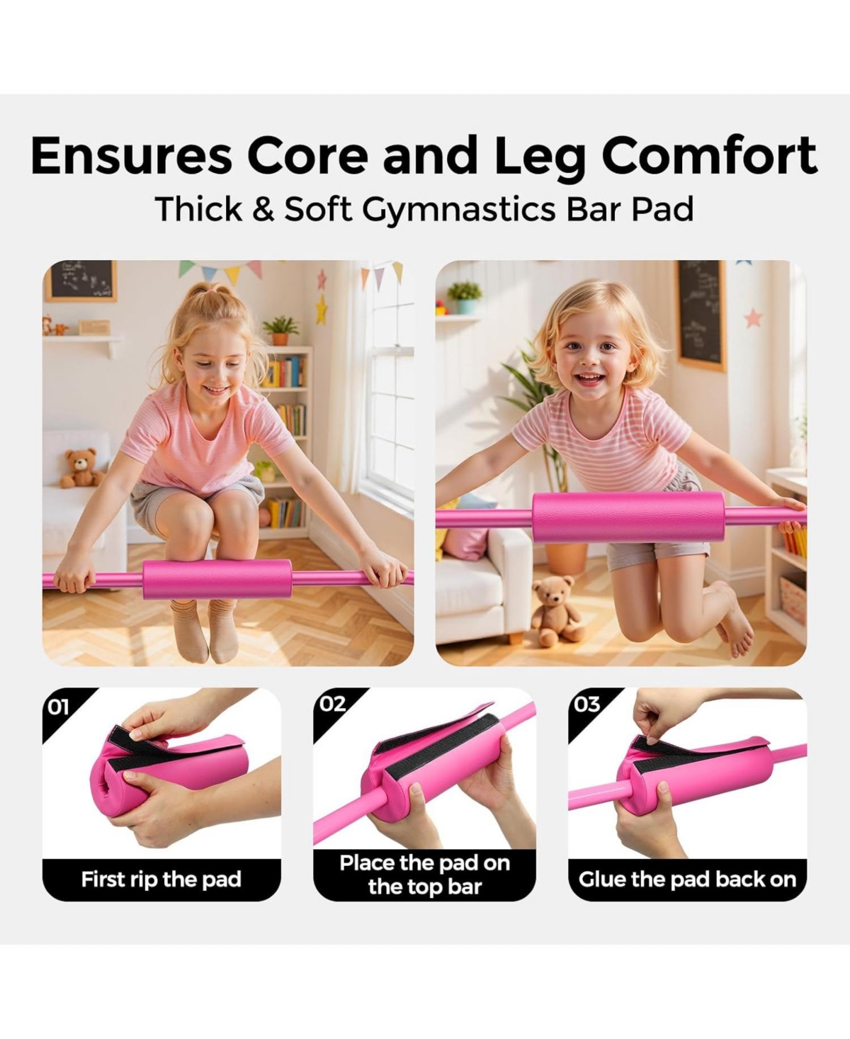 Gymnastics Bar for Kids, Adjustable Height Gymnastic Horizontal Bars, Folding Gymnastic Junior Training Kip Bar for Home