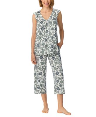 Women's Flutter Raglan Sleeve Top with Cropped Pant V-Neck Pajama Set