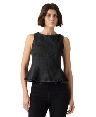 Premium Women's Leighton Sleeveless High-Neck Peplum Top