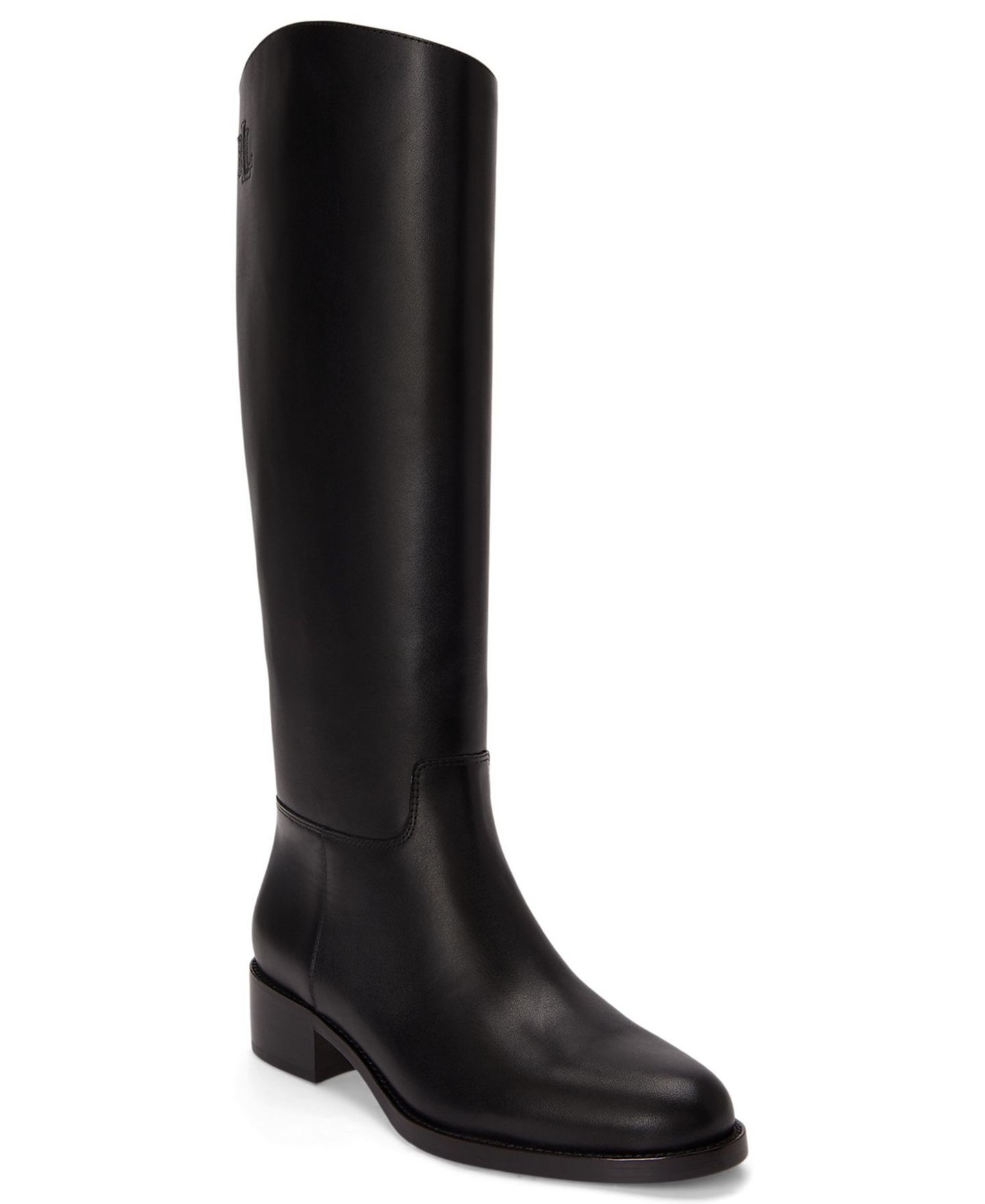Женские ботинки Lauren Ralph Lauren Kyle Round Toe Tall, цвет: Чёрный гладкий кожаный — фото 1