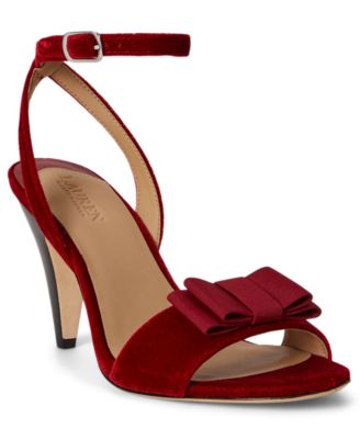 Women's Gracy Bow-Trim Velvet Open Toe Sandals