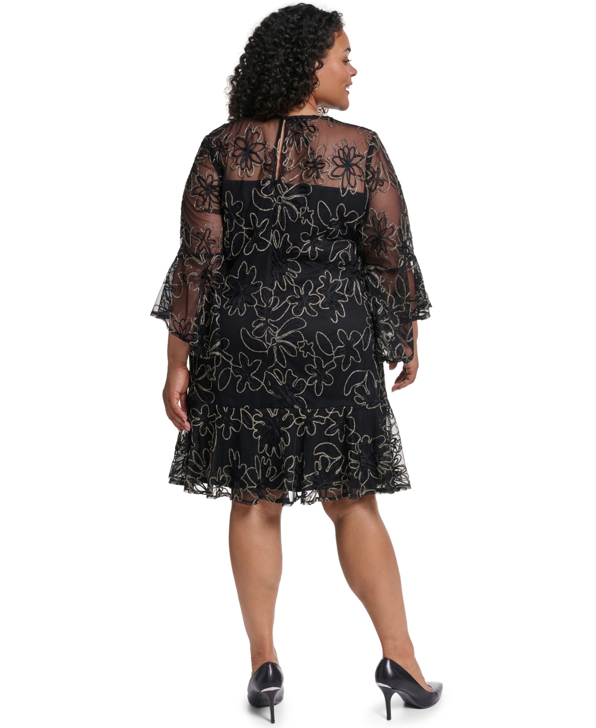Jessica Howard Plus Bell-Sleeve Floral Dress