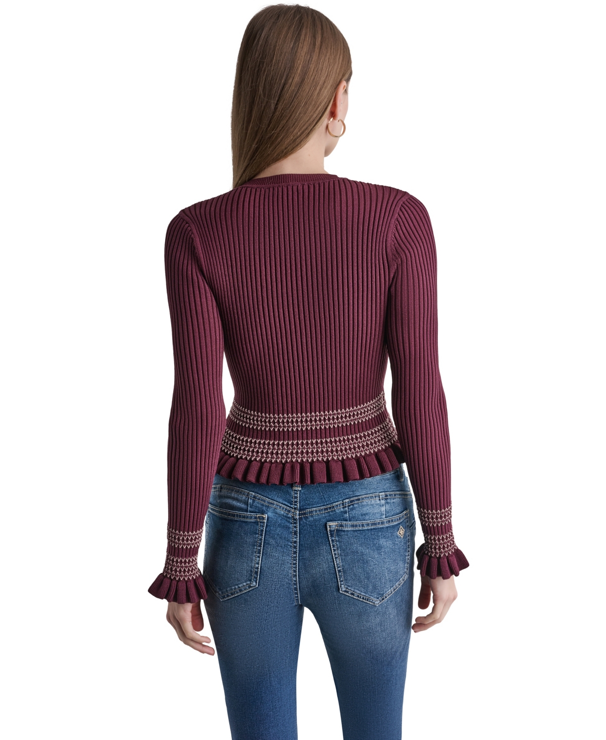Bcbg Women's Long Sleeve Crewneck Ribbed Knit Sweater