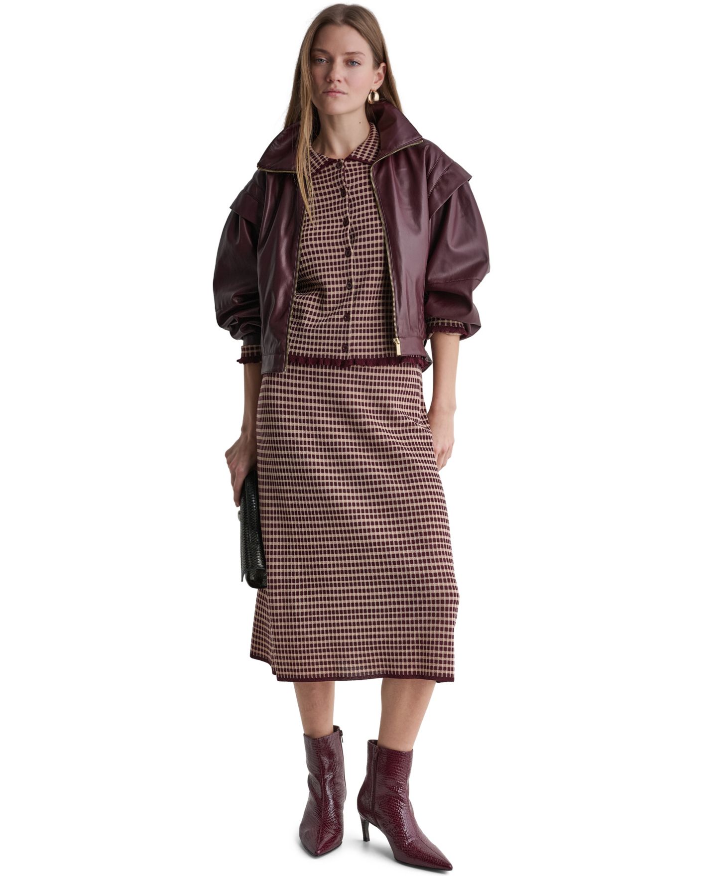 Женская юбка BCBG High-Waisted Plaid Knit Midi, цвет: Теневой мерло разноцветный — фото 2