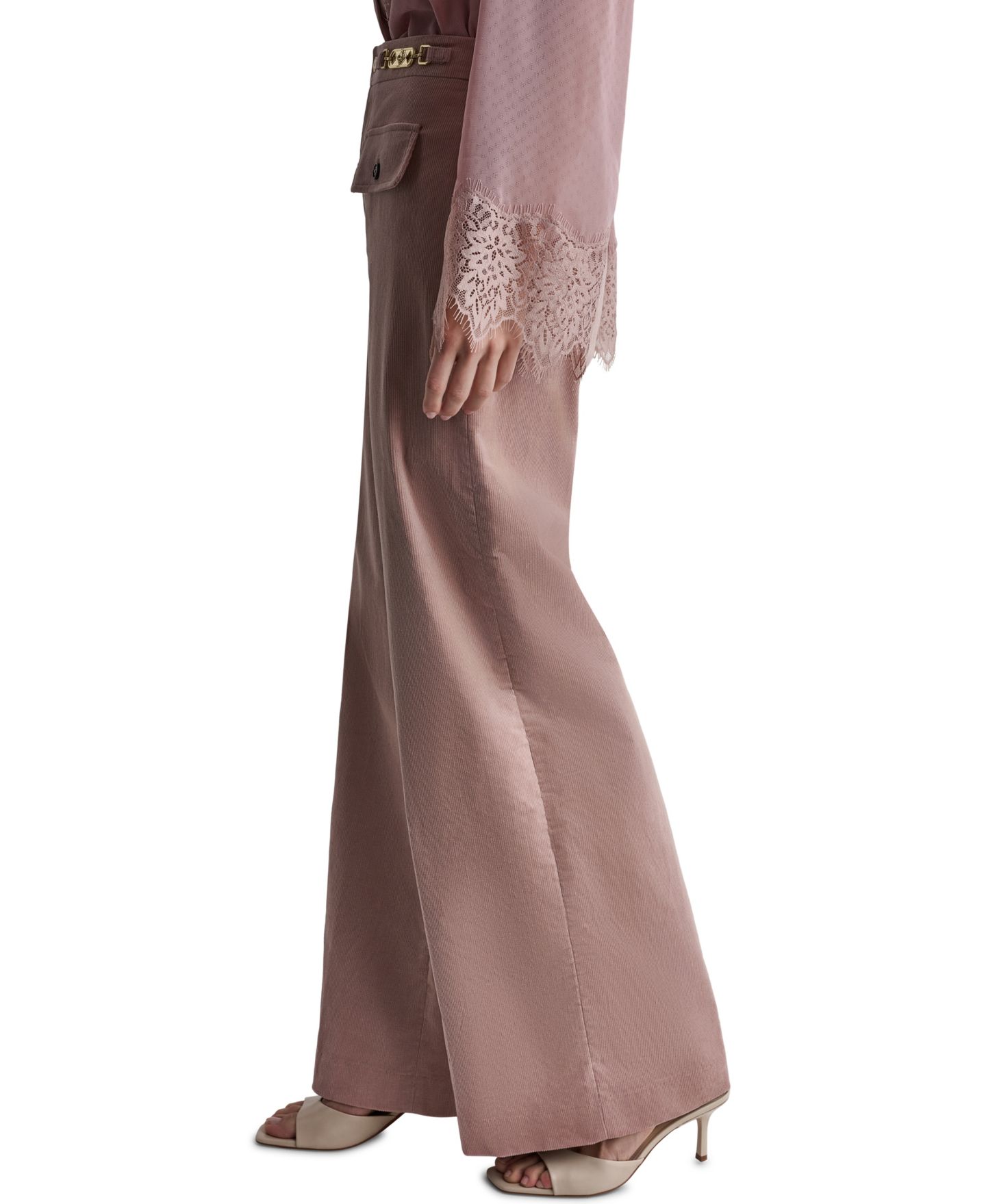 Женские брюки BCBG Corduroy Wide-Leg High-Waisted, цвет: Blushstone — фото 4