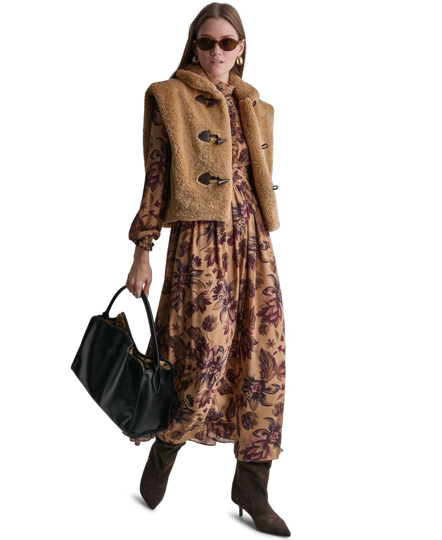 Женский жилет BCBG из искусственного меха с застёжками-тогл, цвет: Butterscotch — фото 3