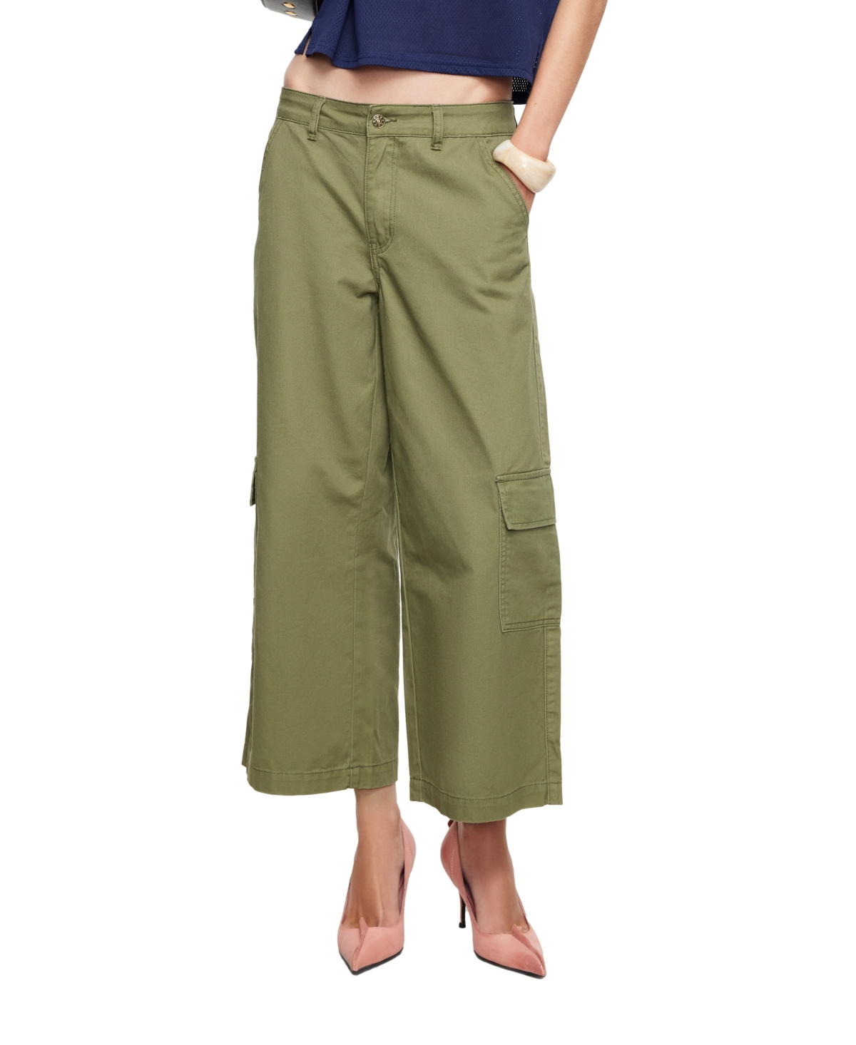 Lioness Women's Carrie Cargo Wide-leg Pants In Khaki