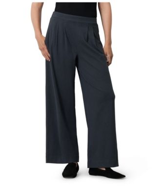 Women's Pleated Wide-Leg Pull-On Pants