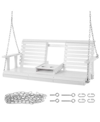 60" Porch Swing Bench Wooden Hanging Outdoor Garden Patio Courtyard