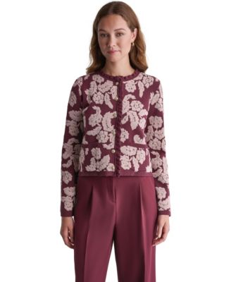 Women's Floral Crew-Neck Cardigan