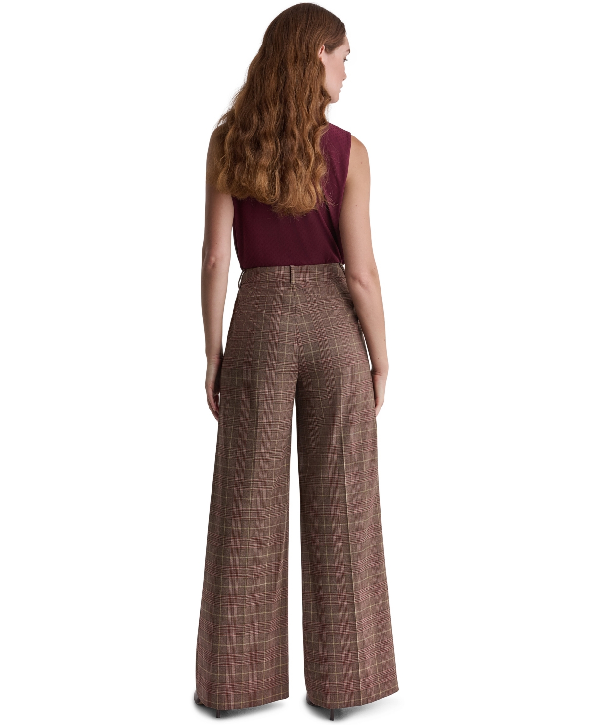 Bcbg Women's Wide-Leg Pleated Plaid Pants