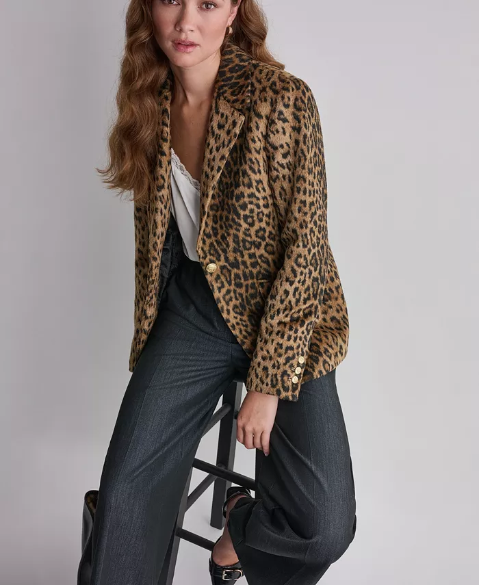 Women's Leopard-Print Shoulder-Padded Blazer - thumbnail 8