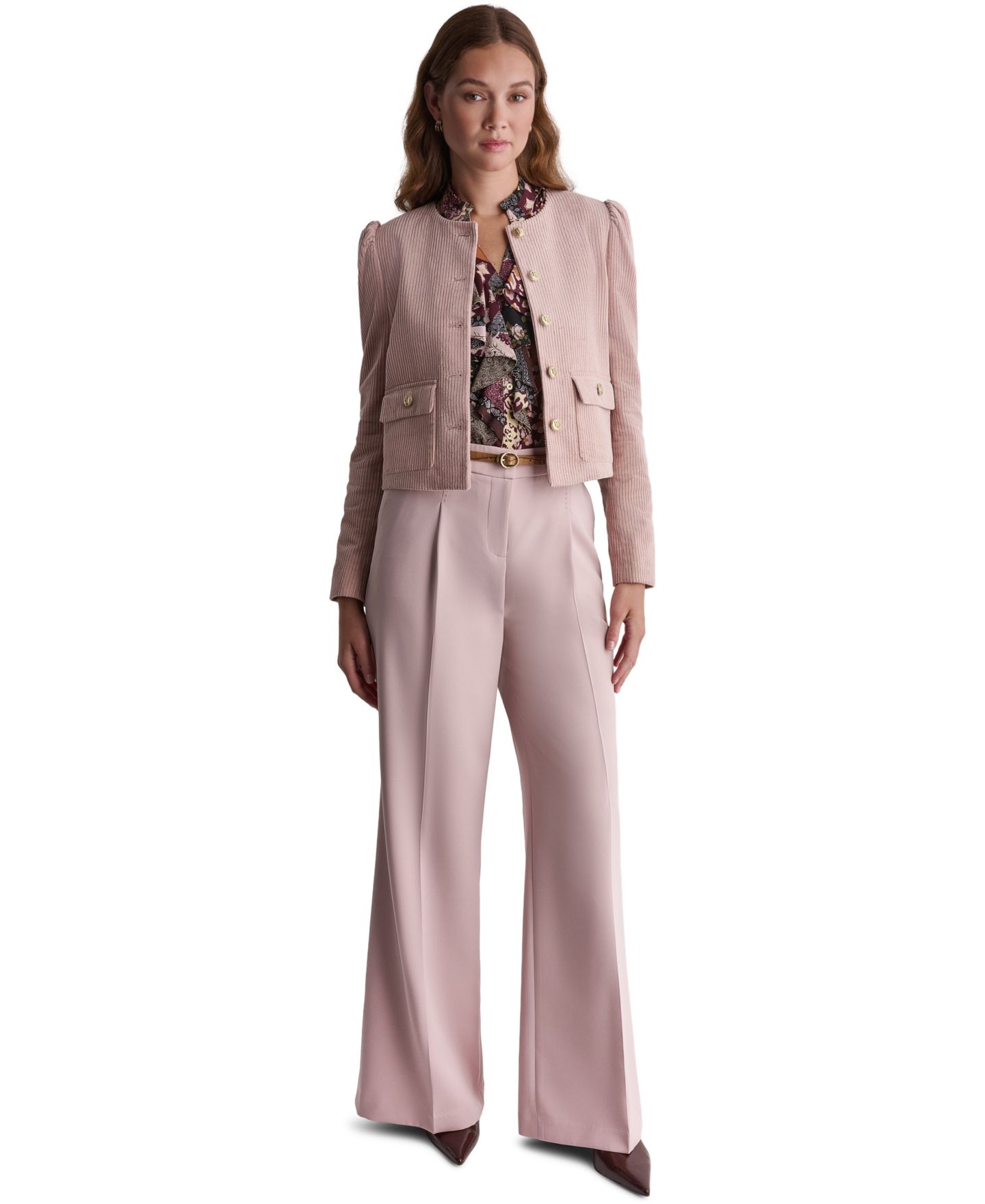 Женская куртка BCBG Corduroy Puff-Shoulder Collarless, цвет: Blushstone — фото 2