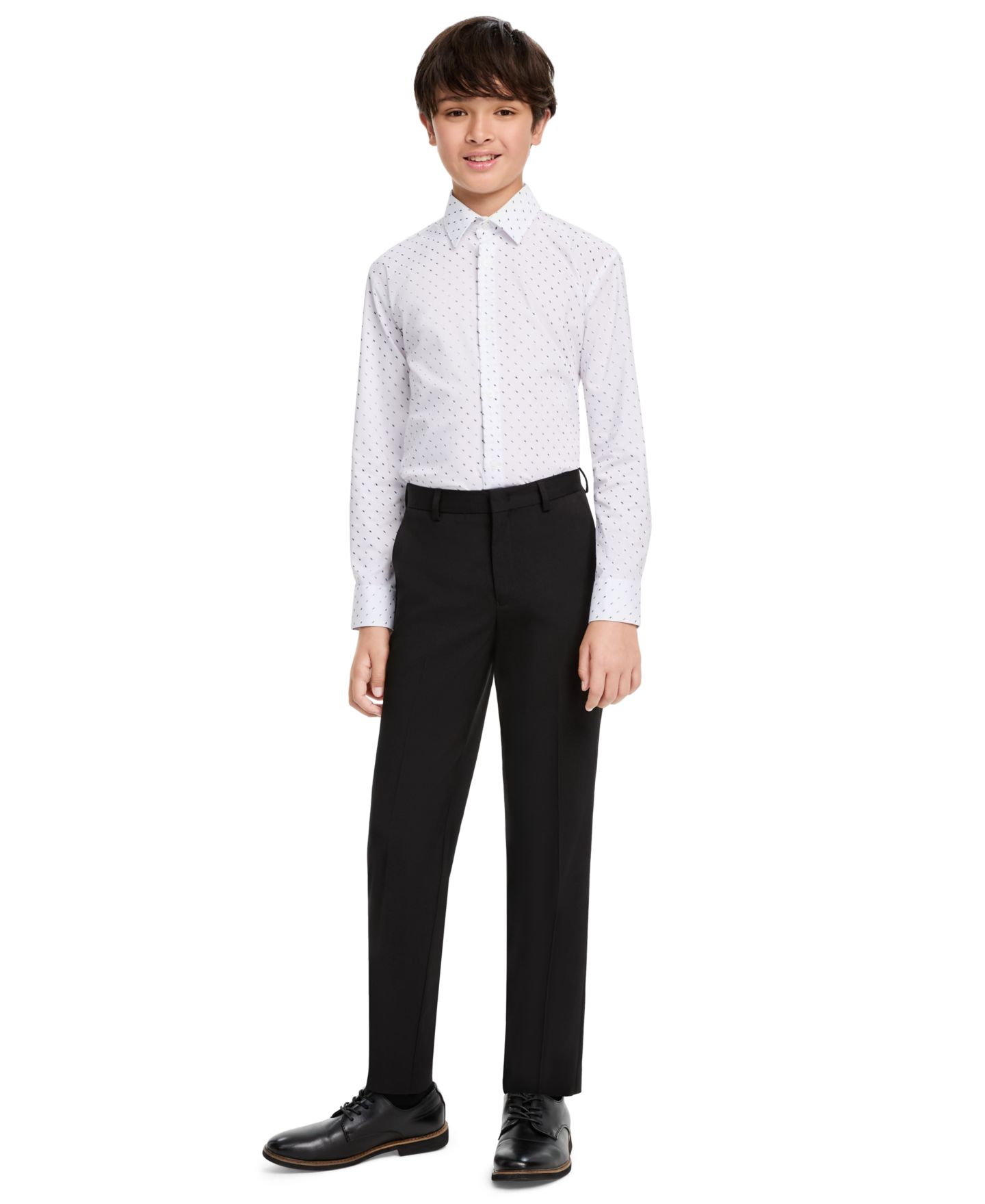 Рубашка Kenneth Cole Reaction Squares Button-Front Spread-Collar Cotton-Blend Shirt для мальчиков, цвет: Белый / Чёрный — фото 2