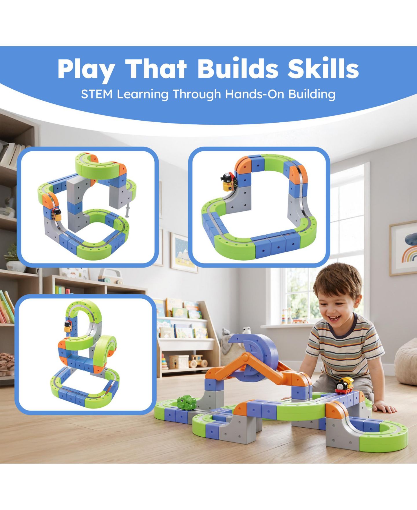 Детский конструктор Contixo MT4 Motorized Rechargeable Magnetic Track 91-Piece Building Set, Ages 3+ — фото 3