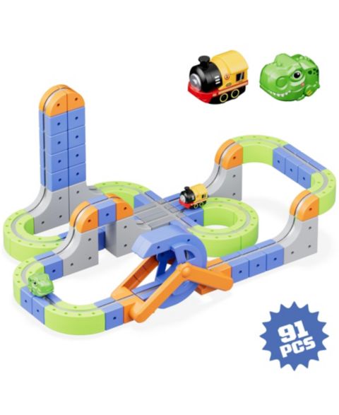 Детский конструктор Contixo MT4 Motorized Rechargeable Magnetic Track 91-Piece Building Set, Ages 3+
