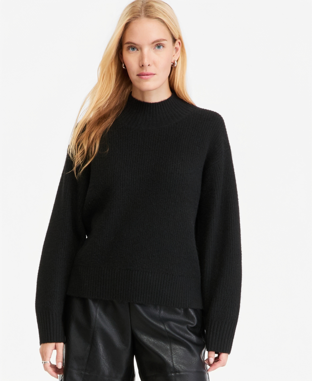 On 34th Women's Mock-Neck Relaxed Barrel Sleeve Sweater, Macy's Exclusive
