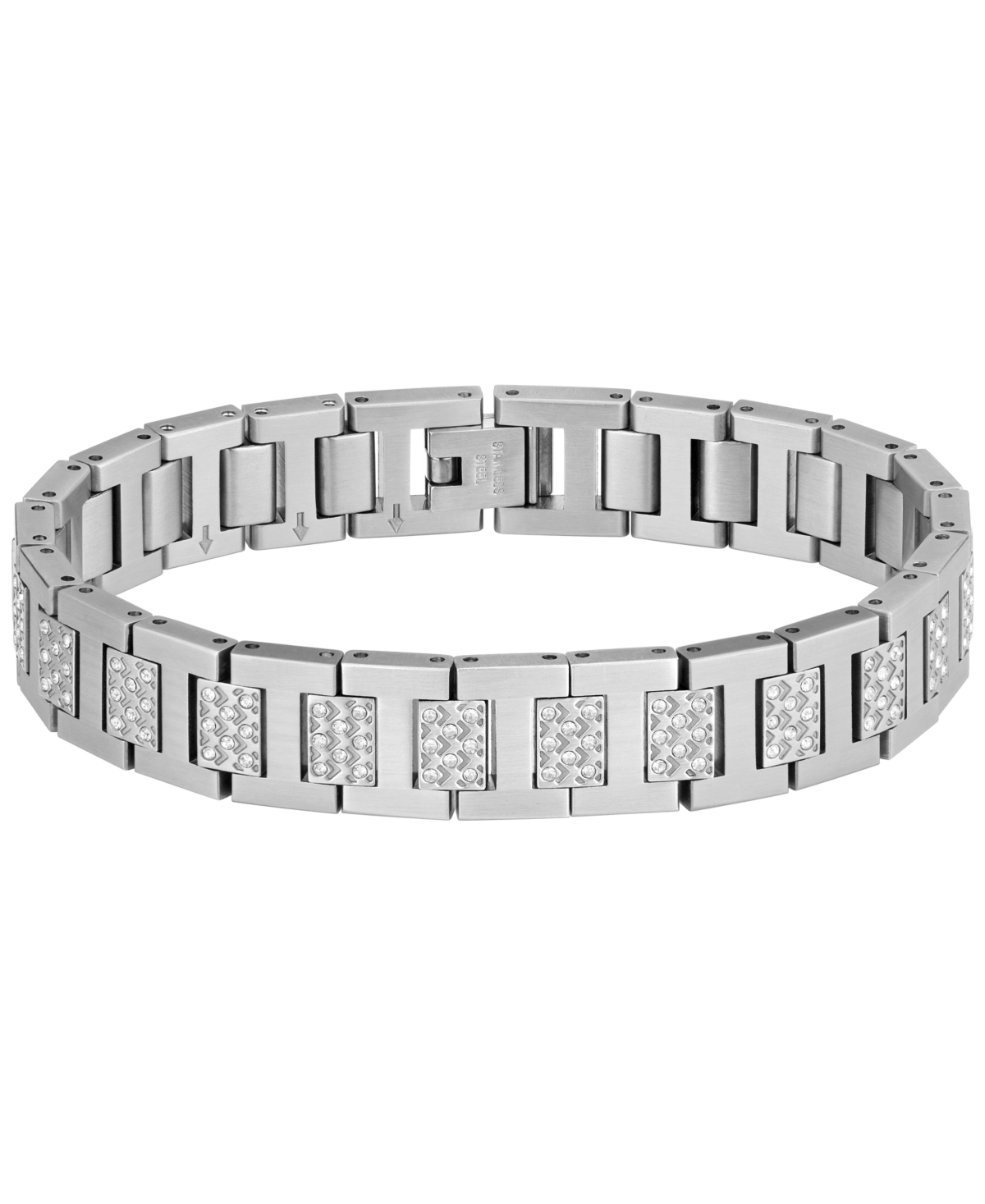 Lacoste Men's Metropole Silver-Tone Stainless Steel with Crystal Bracelet