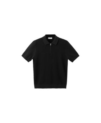Men's Quarter-Zip Slim-Fit Structured Polo Shirt