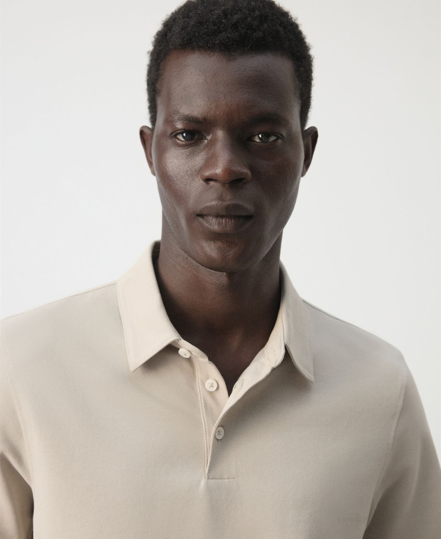 Мужское поло MANGO Slim-Fit Pique Polo Shirt, цвет: Слоновая кость белый — фото 7