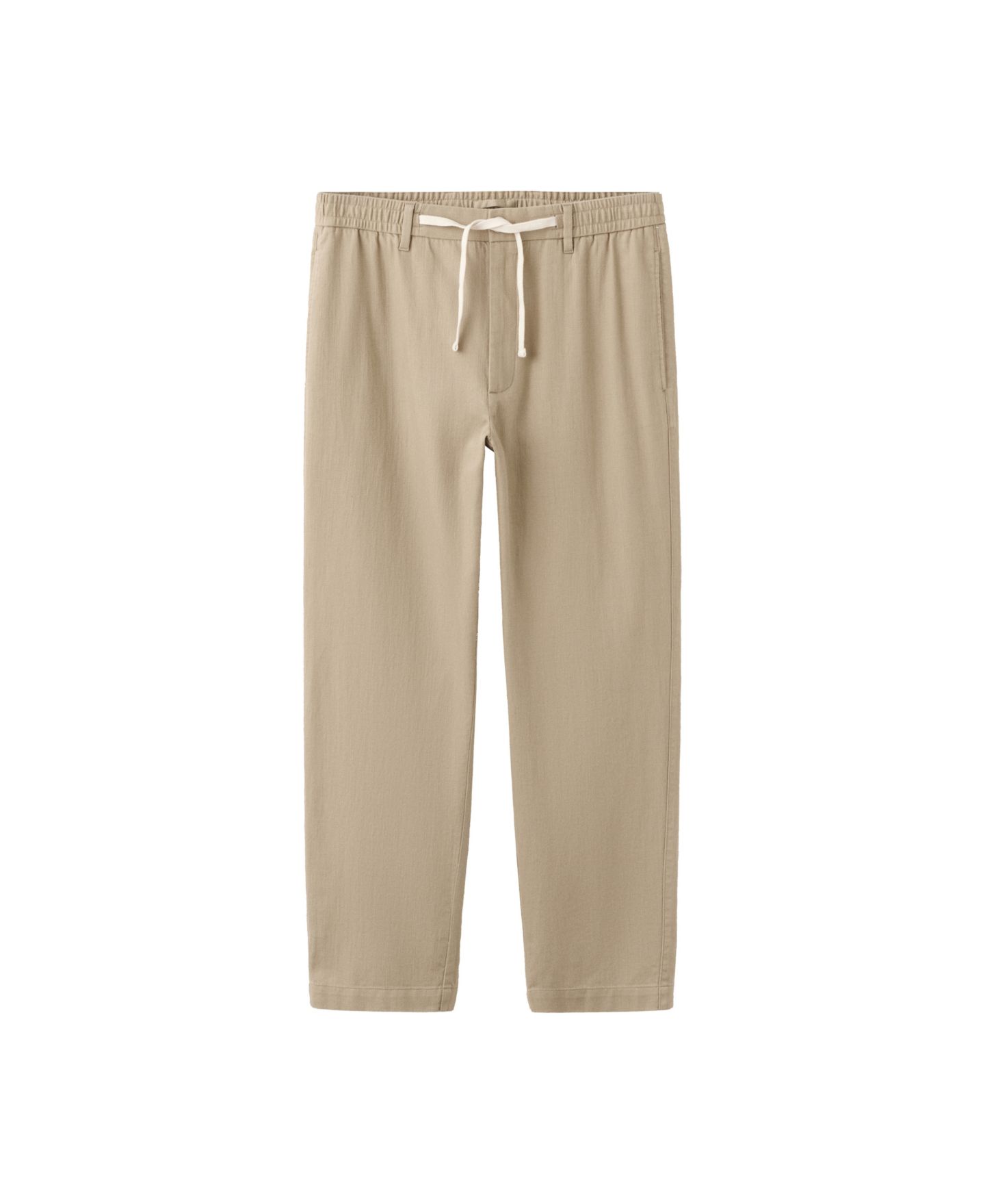 Мужские брюки Mango New Now Relaxed-Fit Cotton-Linen Blend Trousers, цвет: Бежевый — фото 1