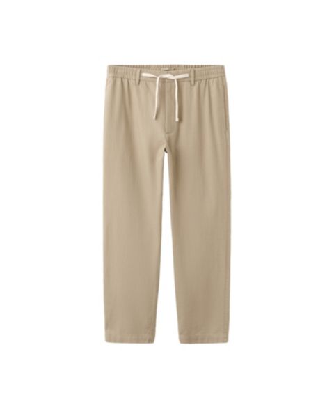 Мужские брюки Mango New Now Relaxed-Fit Cotton-Linen Blend Trousers, цвет: Бежевый