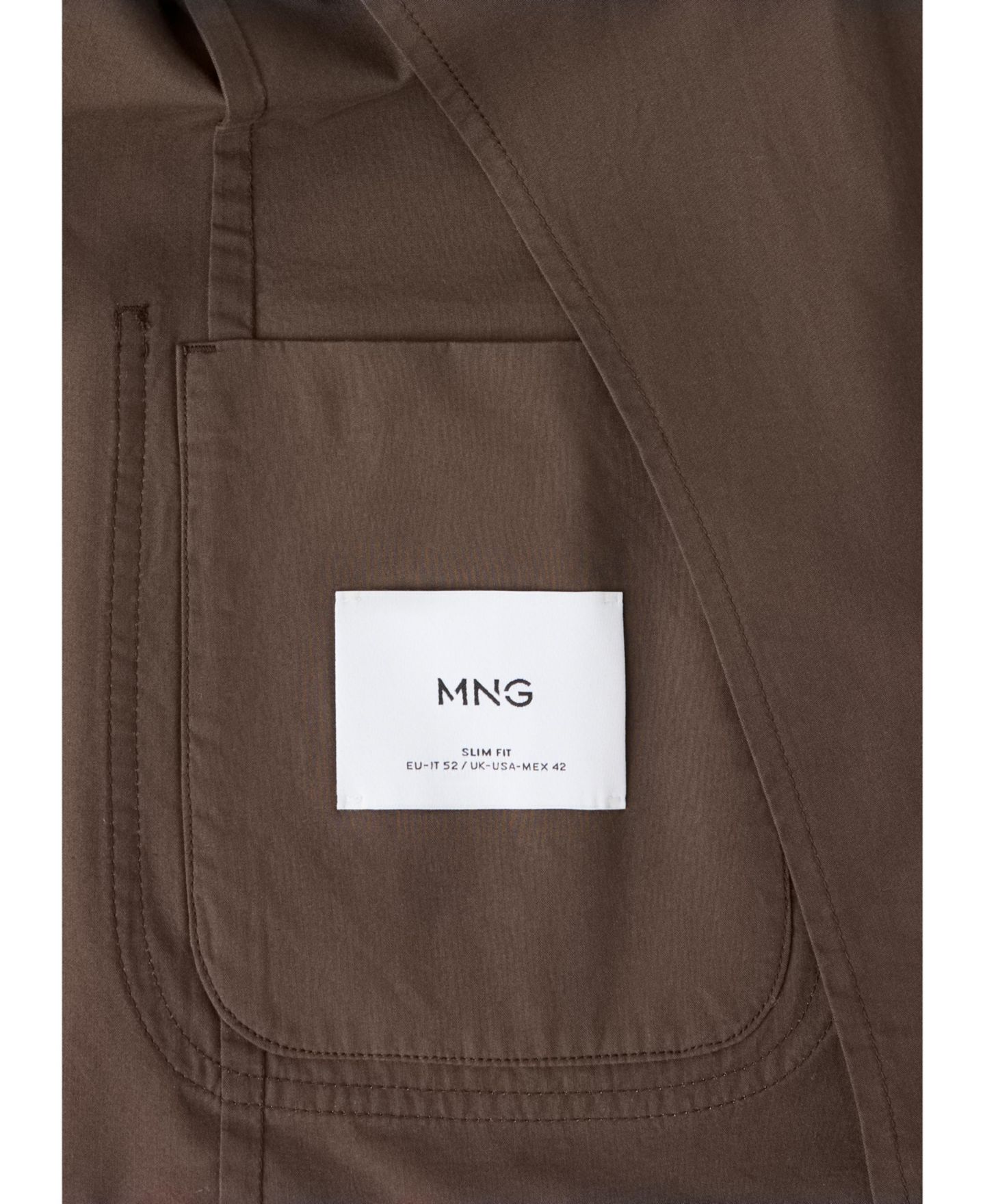 Мужской пиджак MANGO Slim Fit Cotton Lyocell Blend Blazer, цвет: Коричневый — фото 8
