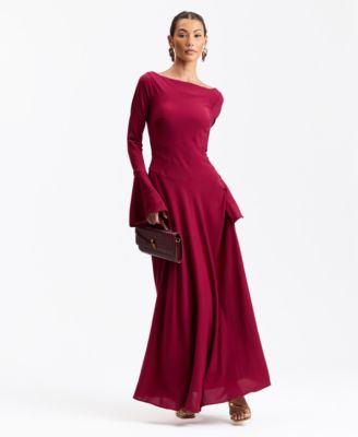 macy's burgundy formal dress Lace sum