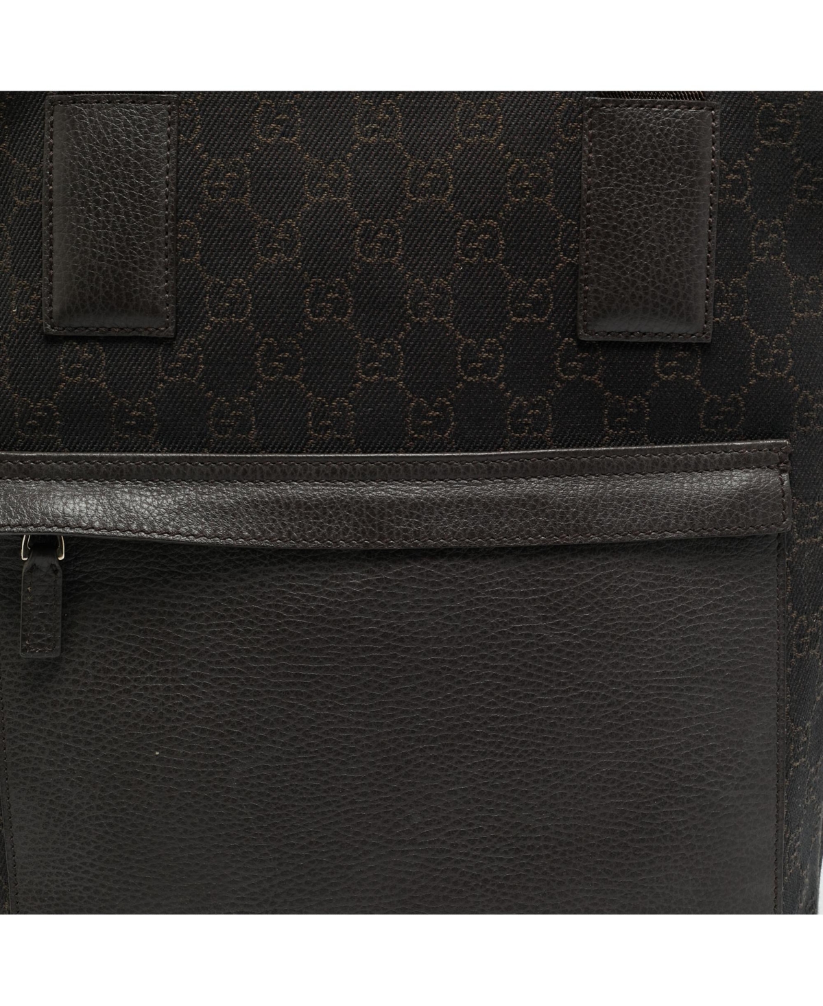 Pre-Owned Gucci Women's Gg Denim and Leather Vertical Tote Bag