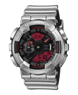 Men's Analog Digital Silver-Tone Silicone Watch 48.8mm