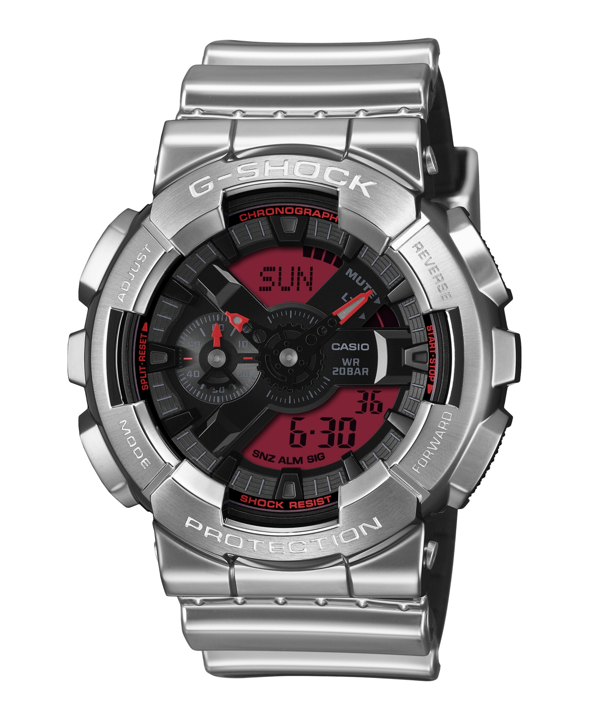 G-shock Men's Analog Digital Silver-tone Silicone Watch 48.8mm