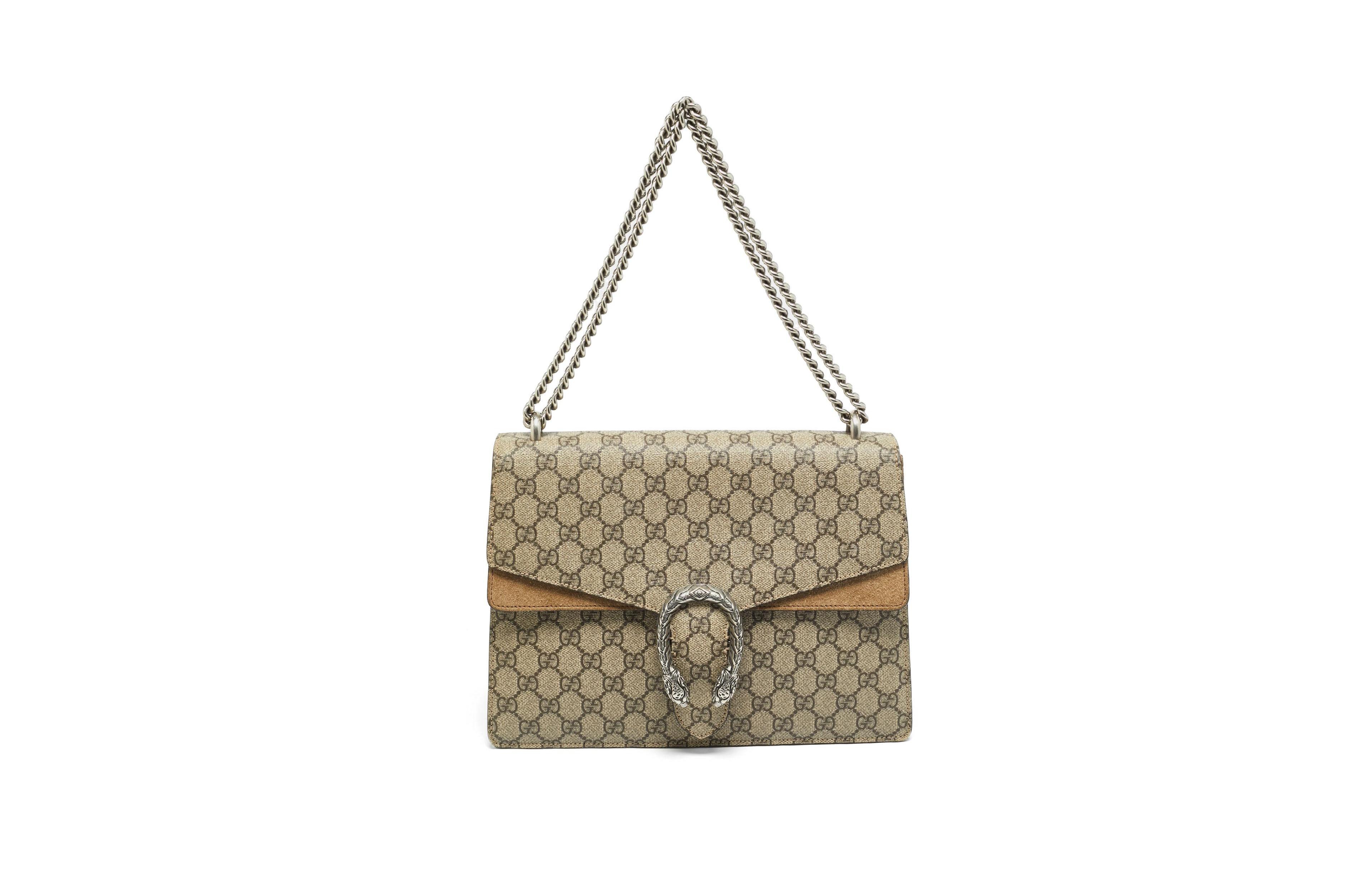 Pre-Owned Gucci Dionysus Medium Gg Supreme Canvas and Suede Shoulder Bag