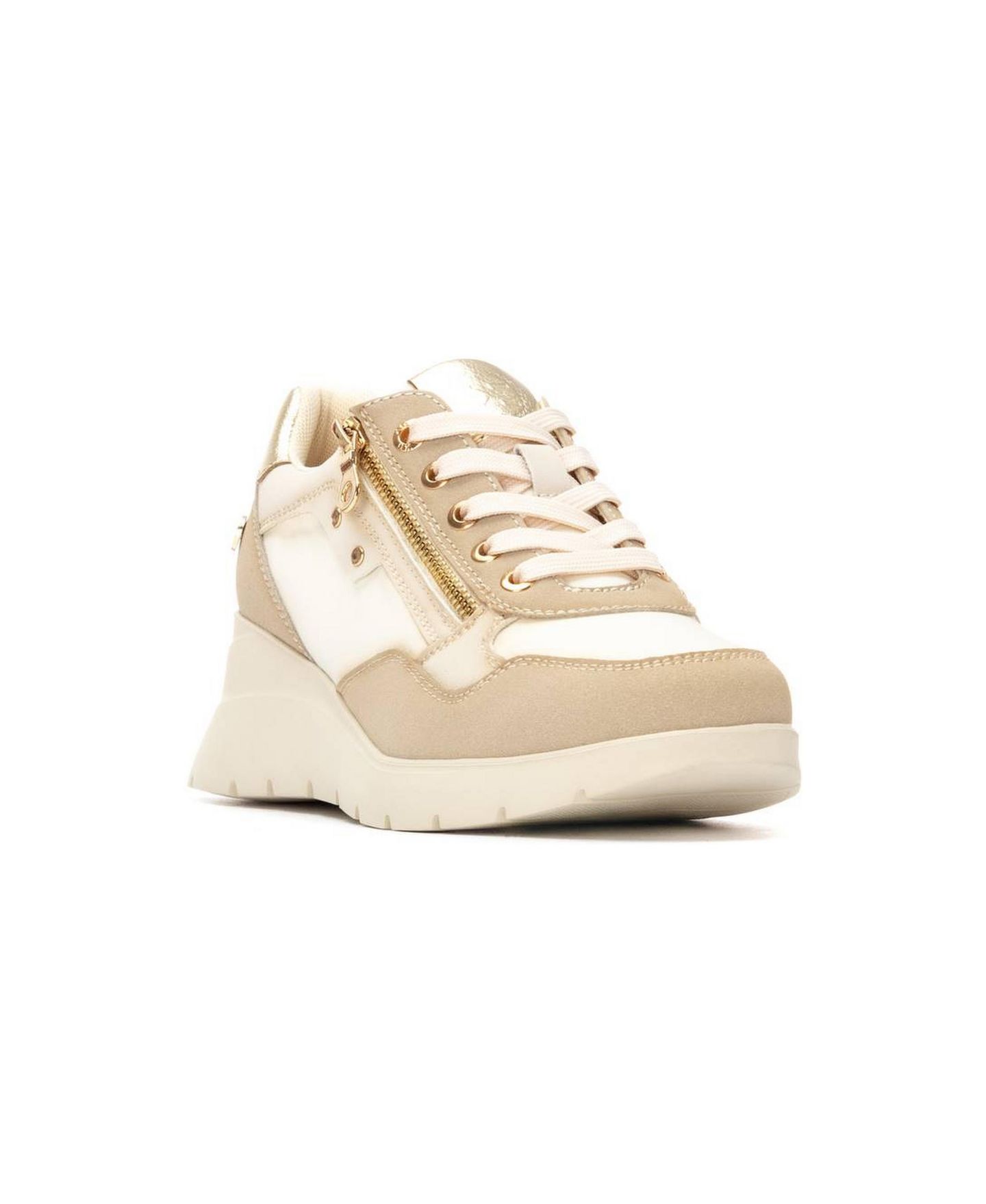 Женские кроссовки XTI Casual Wedge Lace Up, цвет: Бежевый — фото 1