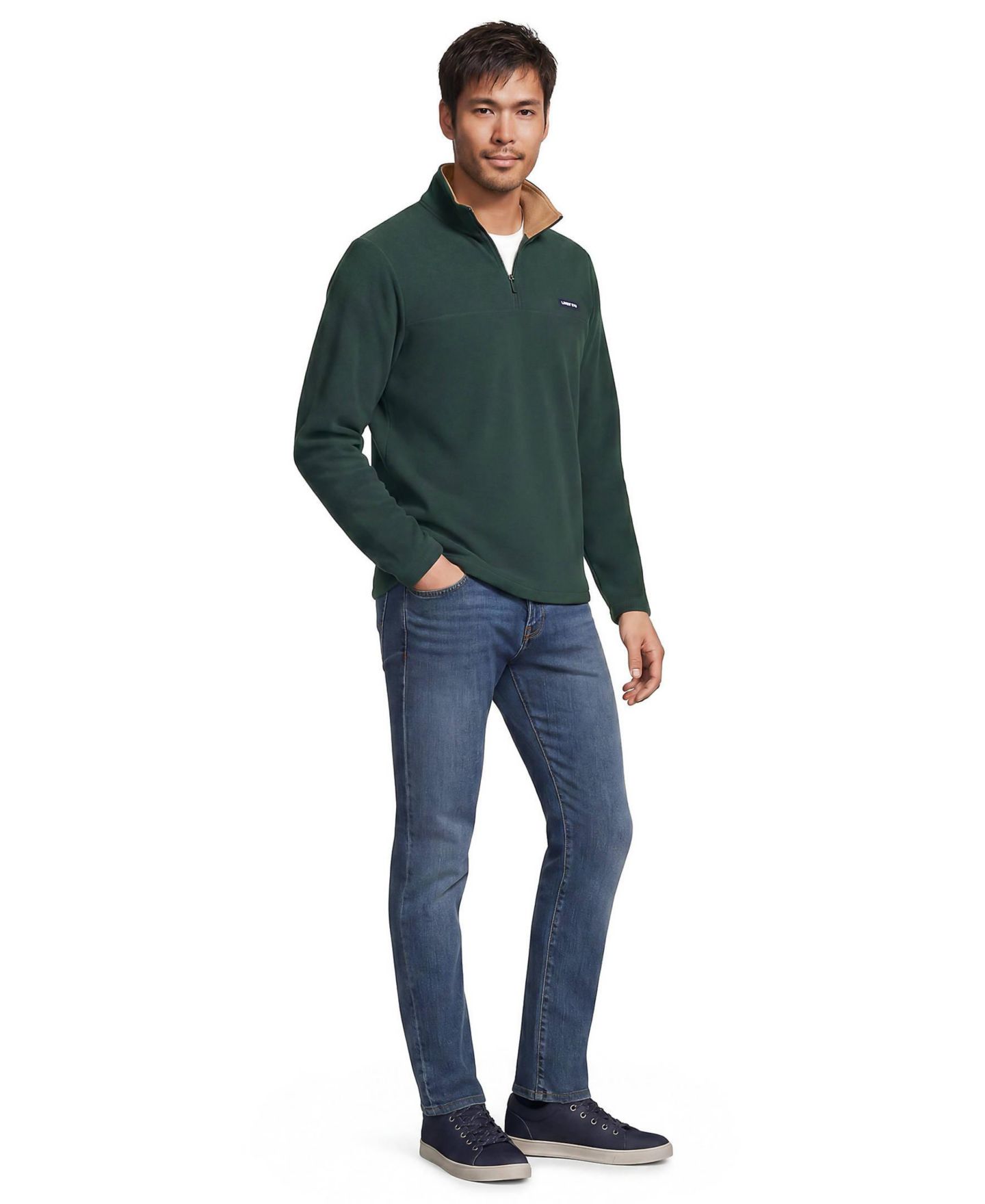 Мужской свитер Lands' End Big & Tall Anyweather Fleece Quarter Zip Pullover, цвет: Зелёный — фото 4
