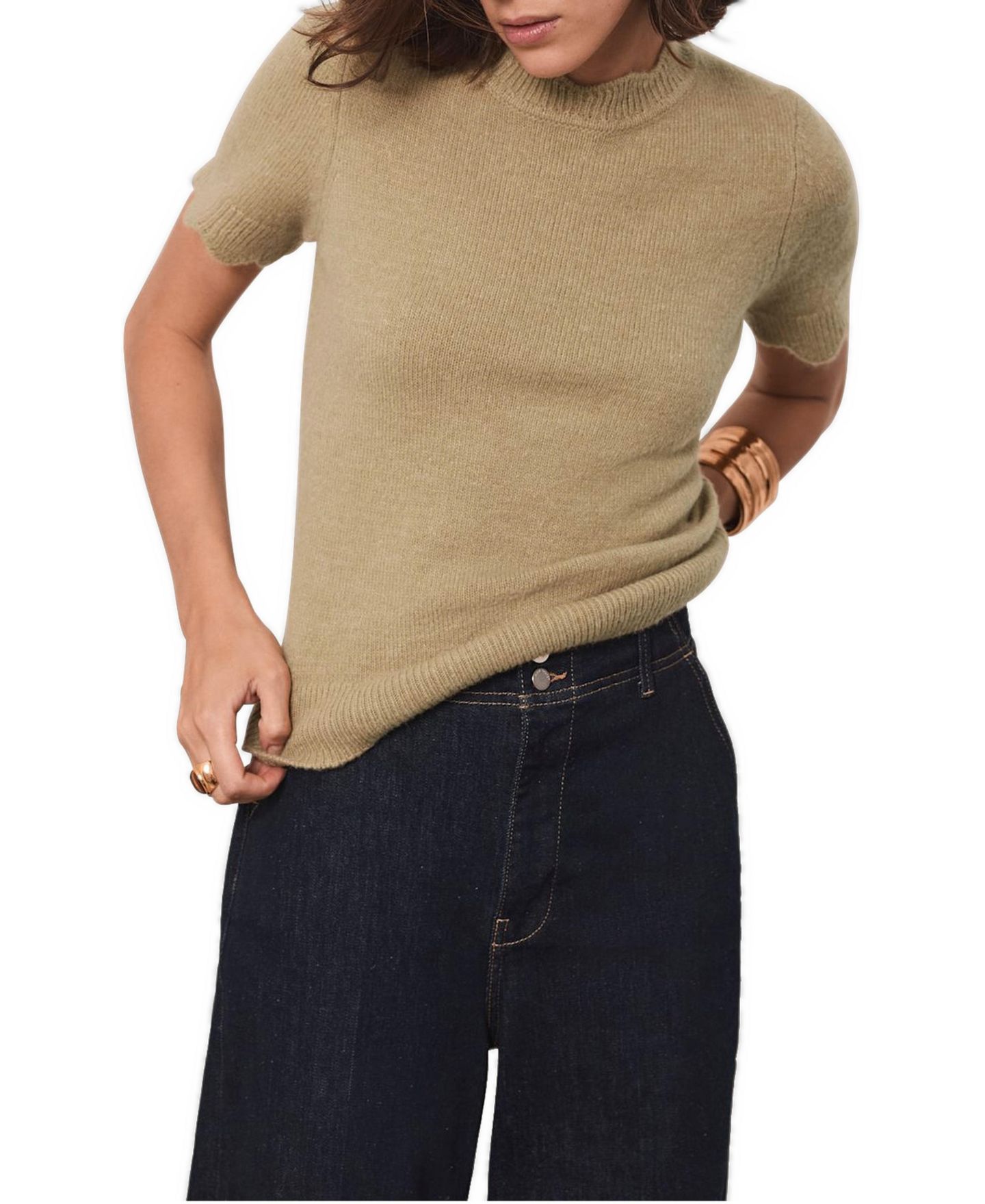 Женский топ Mint Velvet Scallop Trim Knit, цвет: Зелёный — фото 2